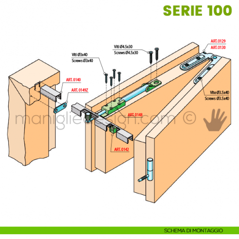 Kit per porta pieghevole a battente Sisco Sistem Serie 100