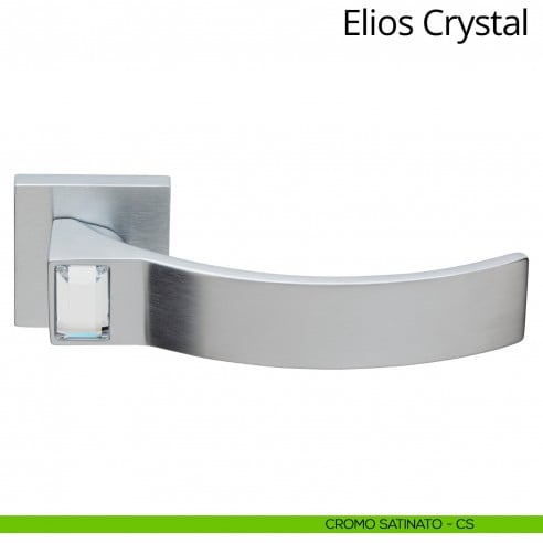 Maniglia Swarovski per porta interna Elios Crystal Linea Calì rosetta tradizionale cromo satinato