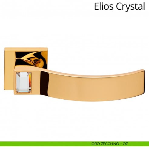 Maniglia Swarovski per porta interna Elios Crystal Linea Calì rosetta tradizionale oro zecchino