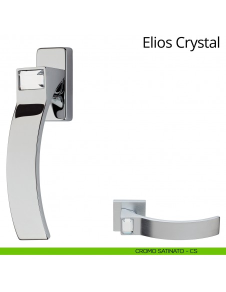 Maniglia Swarovski per finestra martellina DK Elios Crystal Linea Calì cromo satinato
