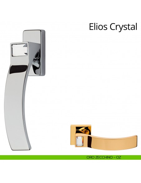 Maniglia Swarovski per finestra martellina DK Elios Crystal Linea Calì oro zecchino