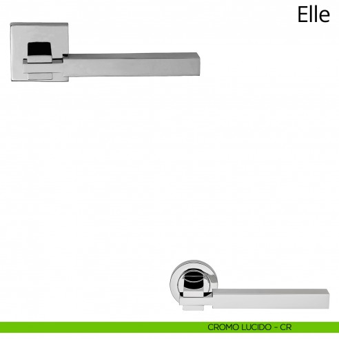 Maniglia per porta interna Elle Linea Calì rosetta quadrata tradizionale cromo lucido