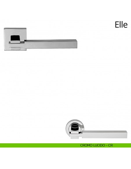 Maniglia per porta interna Elle Linea Calì rosetta quadrata tradizionale cromo lucido