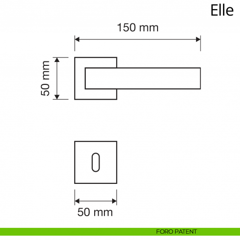 Maniglia per porta interna Elle Linea Calì rosetta quadrata tradizionale foro patent
