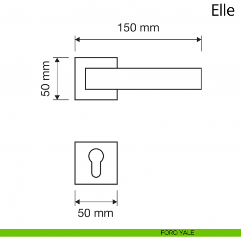 Maniglia per porta interna Elios Linea Calì rosetta quadrata bassa foro yale