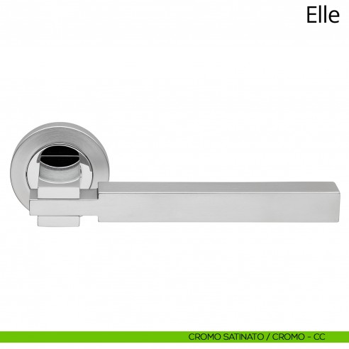 Maniglia per porta interna Elle Linea Calì rosetta tonda cromo satinato + cromo