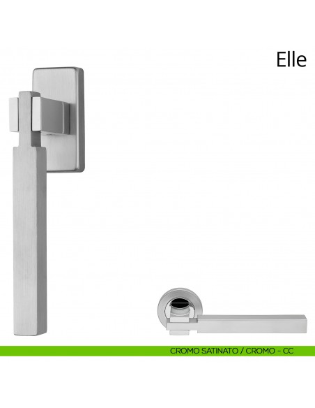 Maniglia per finestra martellina DK Elle Linea Calì cromo satinato + cromo