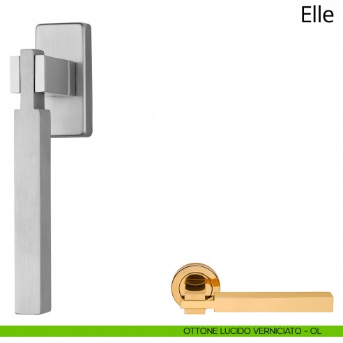 Maniglia per finestra martellina DK Elle Linea Calì ottone lucido verniciato