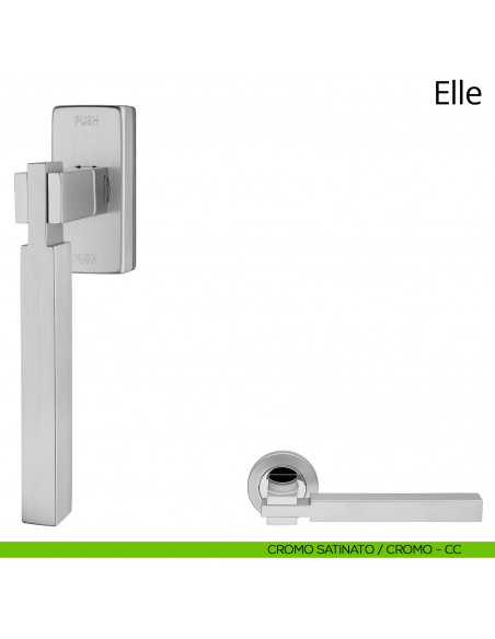 Maniglia per finestra martellina DK antintrusione Elle Linea Calì cromo satinato + cromo