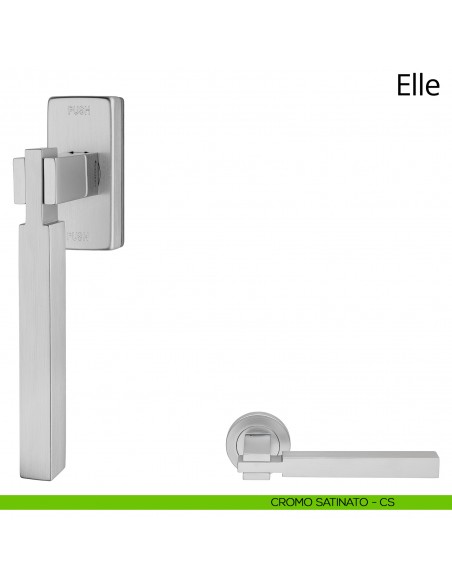 Maniglia per finestra martellina DK antintrusione Elle Linea Calì cromo satinato