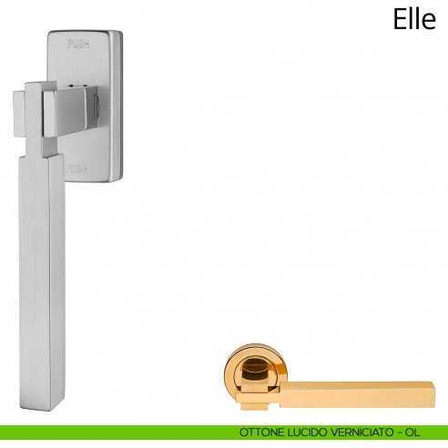 Maniglia per finestra martellina DK antintrusione Elle Linea Calì ottone lucido verniciato