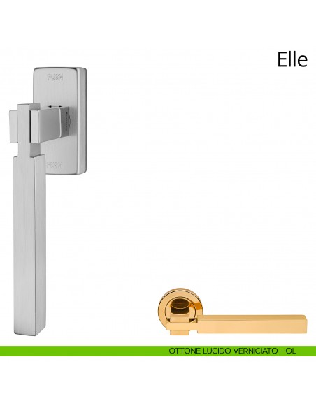 Maniglia per finestra martellina DK antintrusione Elle Linea Calì ottone lucido verniciato