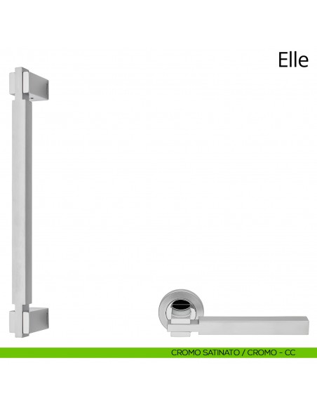 Maniglione per porta dritto Elle Linea Calì cromo satinato + cromo
