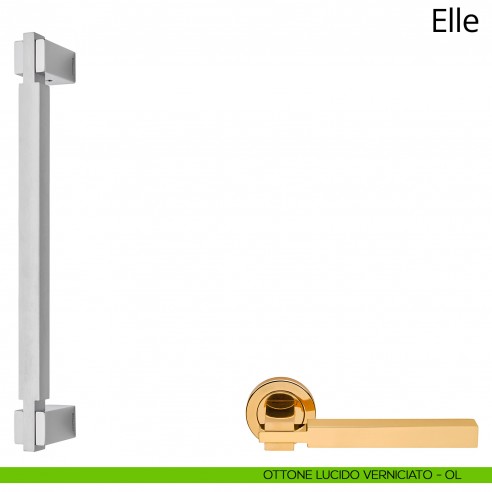 Maniglione per porta dritto Elle Linea Calì ottone lucido verniciato