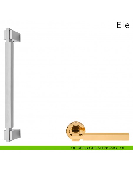 Maniglione per porta dritto Elle Linea Calì ottone lucido verniciato