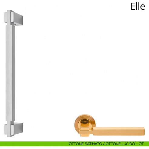 Maniglione per porta dritto Elle Linea Calì ottone satinato + ottone lucido