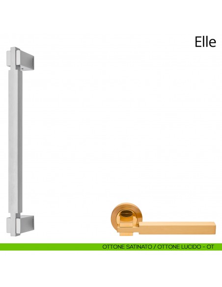 Maniglione per porta dritto Elle Linea Calì ottone satinato + ottone lucido