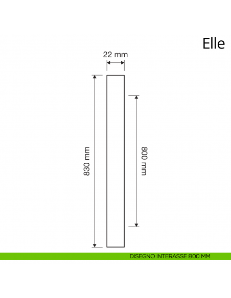 Maniglione per porta dritto Elle Linea Calì interasse 800 mm