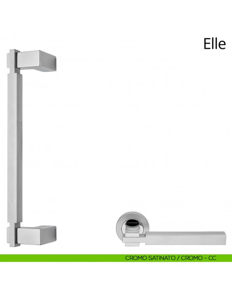 Maniglione per porta zancato Elle Linea Calì cromo satinato + cromo