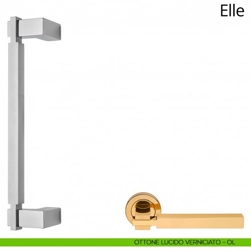 Maniglione per porta zancato Elle Linea Calì ottone lucido verniciato