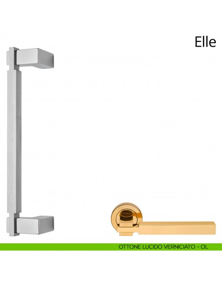 Maniglione per porta zancato Elle Linea Calì ottone lucido verniciato