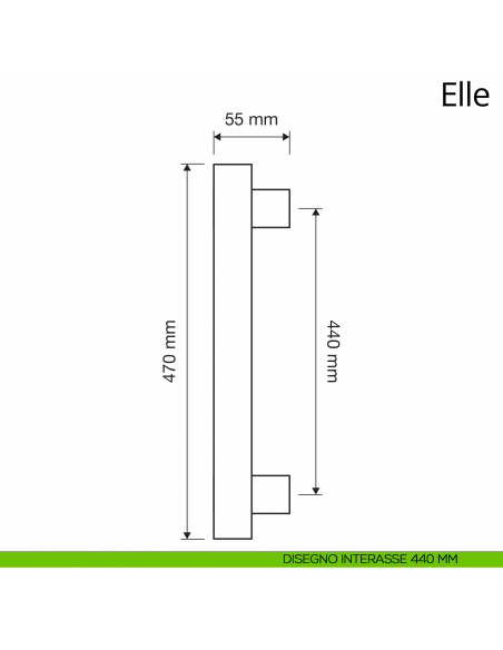 Maniglione per porta zancato Elle Linea Calì interasse 440 mm