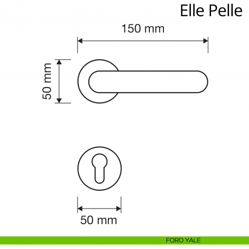 Maniglia per porta interna Elle Pelle Linea Calì rosetta tonda foro yale