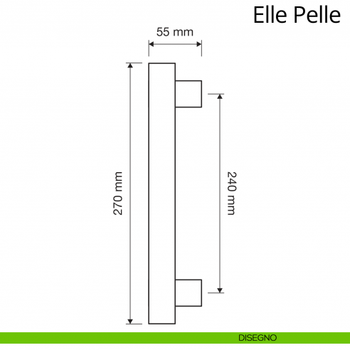 Maniglione per porta zancato Elle Pelle Linea Calì disegno