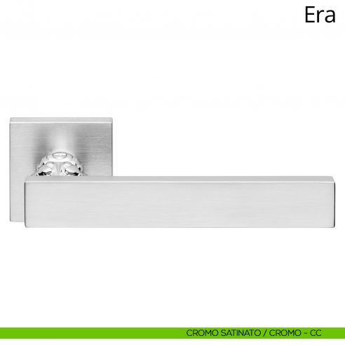 Maniglia per porta interna Era Linea Calì rosetta quadrata bassa cromo satinato + cromo