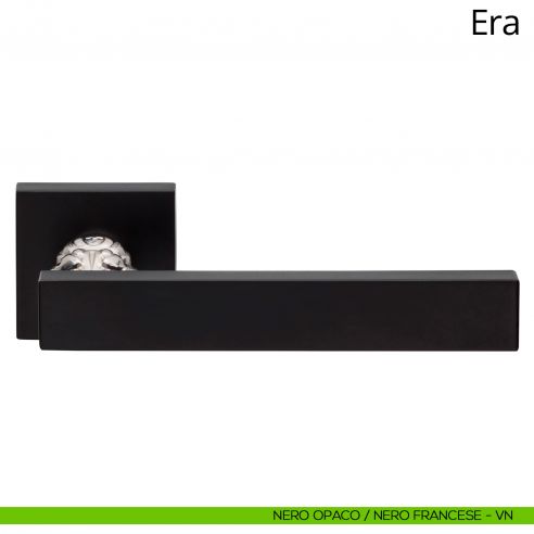 Maniglia per porta interna Era Linea Calì rosetta quadrata bassa nero opaco + nero francese