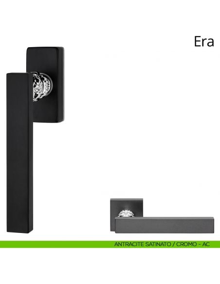 Maniglia per finestra martellina DK Era Linea Calì antracite satinato + cromo