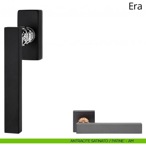 Maniglia per finestra martellina DK Era Linea Calì antracite satinato + patinè