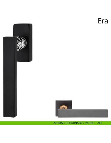 Maniglia per finestra martellina DK Era Linea Calì antracite satinato + patinè