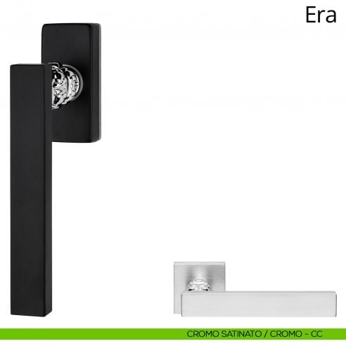 Maniglia per finestra martellina DK Era Linea Calì cromo satinato + cromo