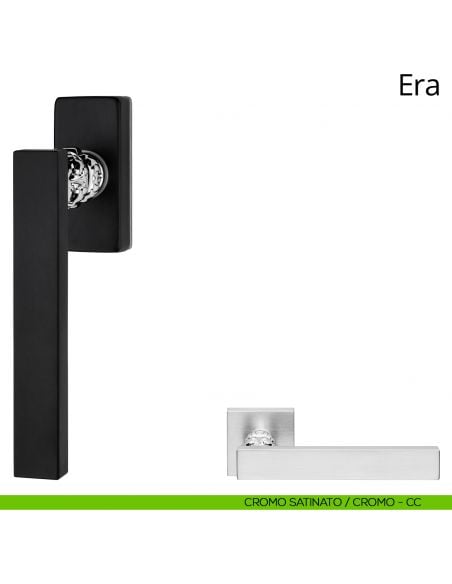 Maniglia per finestra martellina DK Era Linea Calì cromo satinato + cromo