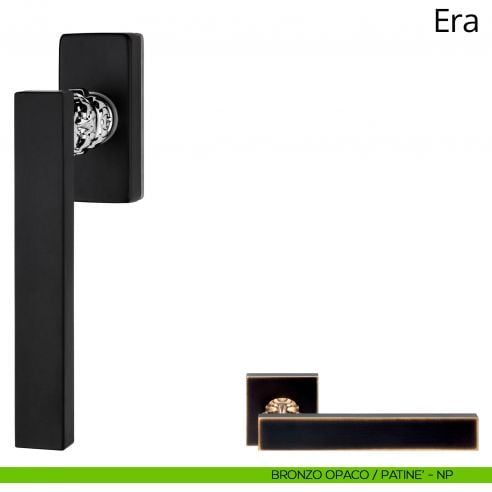 Maniglia per finestra martellina DK Era Linea Calì bronzo opaco + patinè
