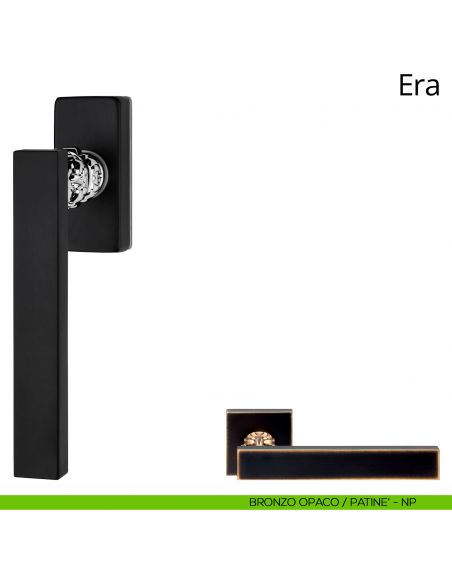 Maniglia per finestra martellina DK Era Linea Calì bronzo opaco + patinè