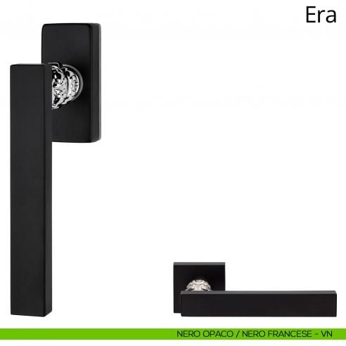 Maniglia per finestra martellina DK Era Linea Calì nero opaco + nero francese
