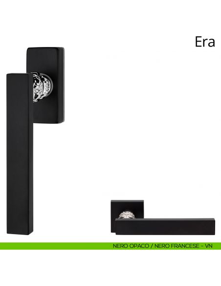 Maniglia per finestra martellina DK Era Linea Calì nero opaco + nero francese