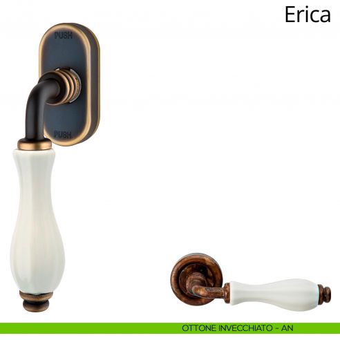 Maniglia con porcellana bianca per finestra martellina DK antintrusione Erica Linea Calì
