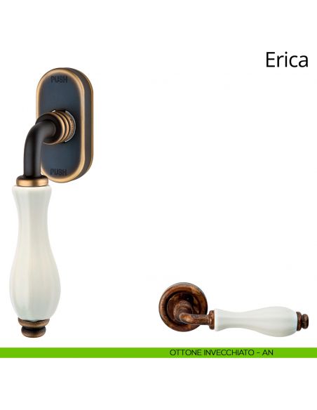 Maniglia con porcellana bianca per finestra martellina DK antintrusione Erica Linea Calì