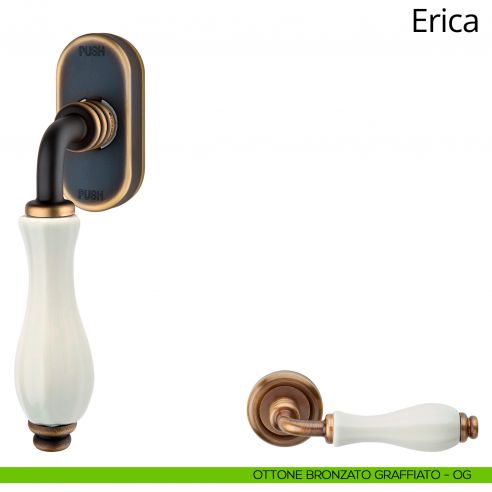 Maniglia con porcellana bianca per finestra martellina DK antintrusione Erica Linea Calì