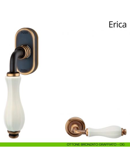 Maniglia con porcellana bianca per finestra martellina DK antintrusione Erica Linea Calì