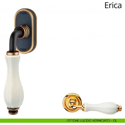 Maniglia con porcellana bianca per finestra martellina DK antintrusione Erica Linea Calì