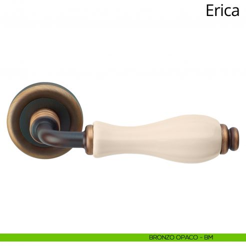 Maniglia con porcellana avorio Erica Linea Calì bronzo opaco