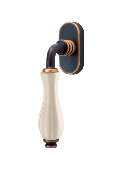 Maniglia con porcellana avorio per finestra martellina DK Erica Linea Calì