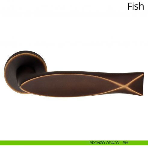 Maniglia per porta interna Fish Linea Calì rosetta tonda bassa bronzo opaco