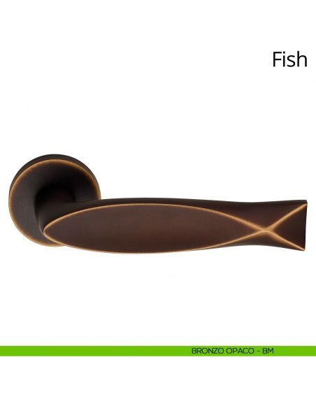 Maniglia per porta interna Fish Linea Calì rosetta tonda bassa bronzo opaco