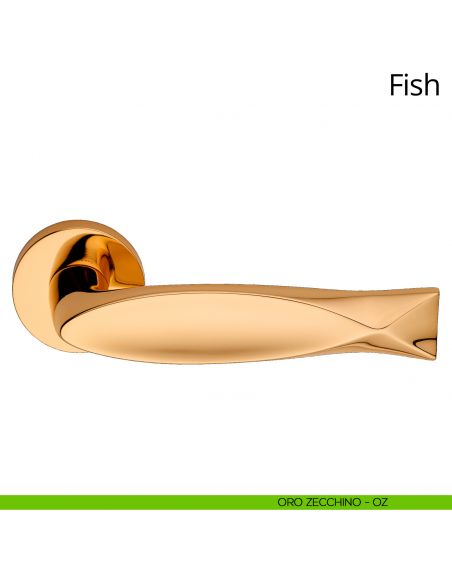 Maniglia per porta interna Fish Linea Calì rosetta tonda bassa oro zecchino