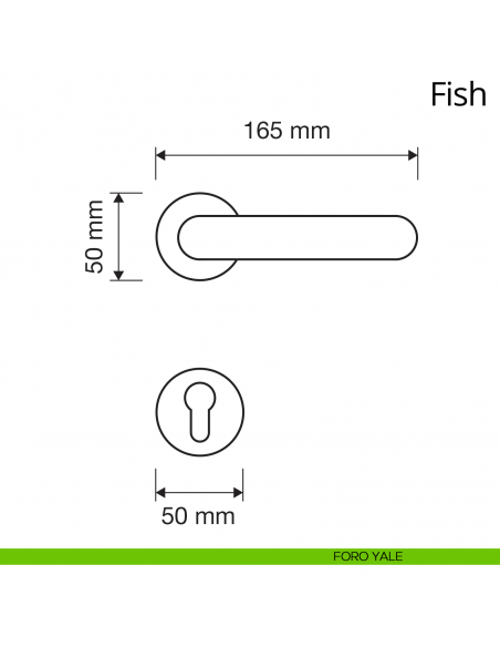Maniglia per porta interna Fish Linea Calì rosetta tonda bassa foro yale